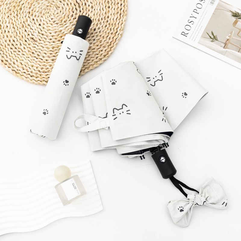 Cute Cat Automatic Umbrella Women'S Sunny And Rainy Dual-Purpose Folding Sun Umbrella Sunshade Anti-Ultraviolet Sunshade Umbrella For Students - Image 4